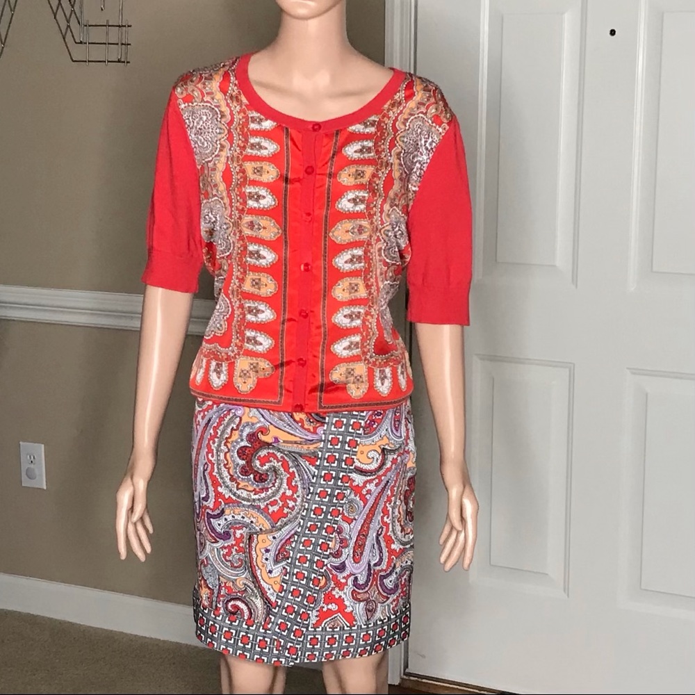 New York & Company SS Mixed Media Sweater Size Large